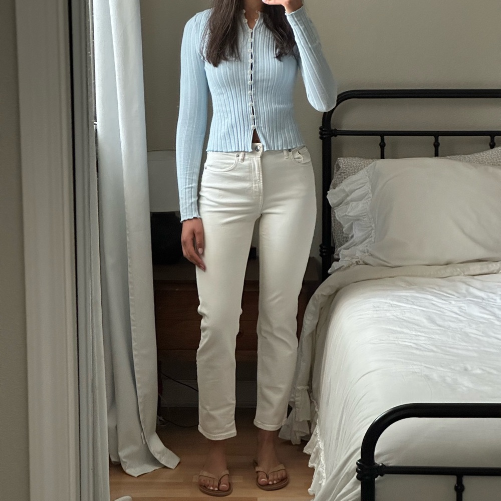 Everlane straight leg cream jeans size 24